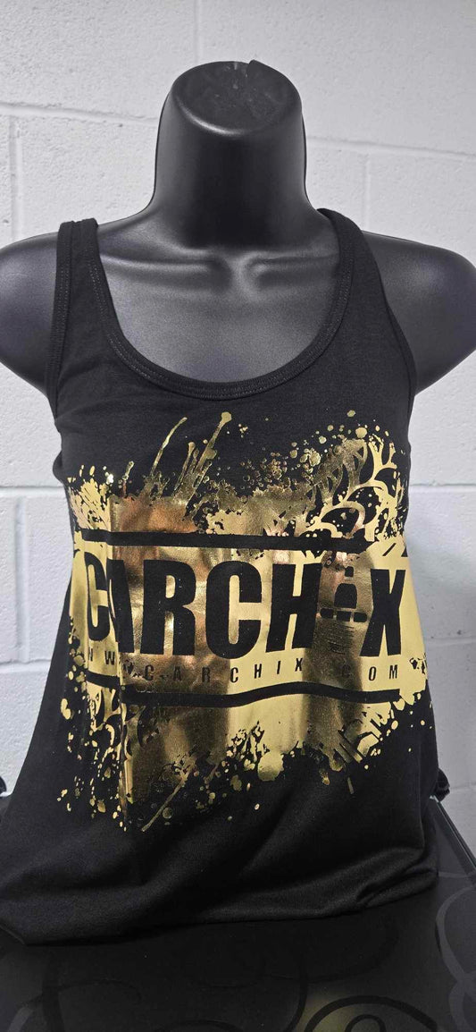 Custom Metallic Racerback Tank - Black/Gold