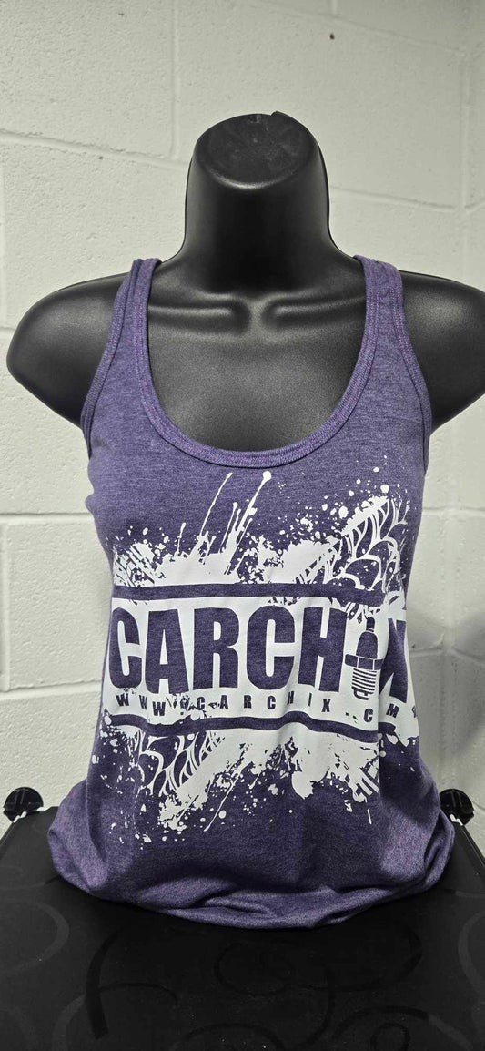 Car Chix Racerback Tank - Heather Purple/White