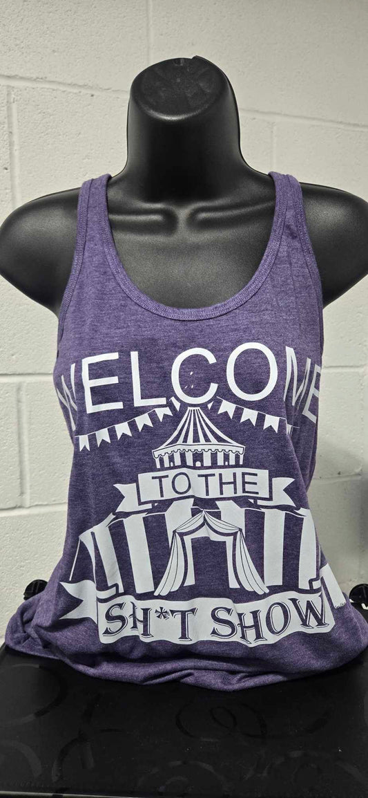 Welcome to the Sh*tShow Racerback Tank - Heather Purple