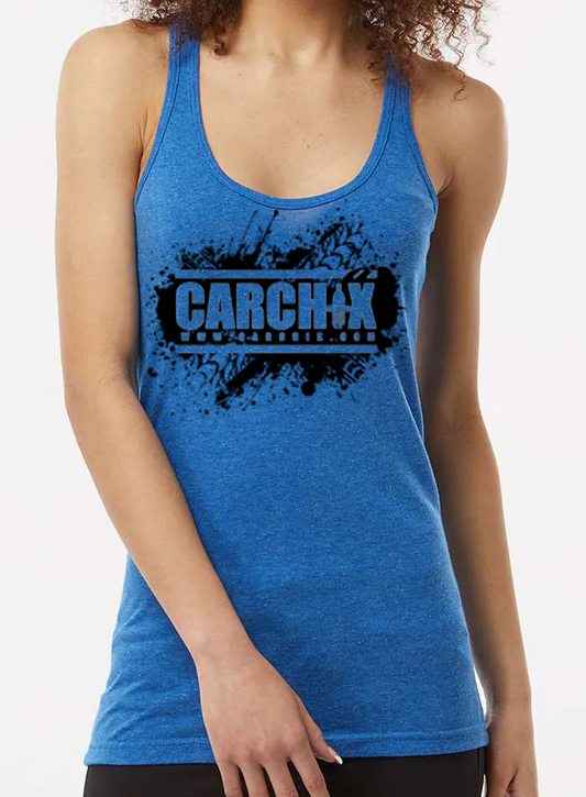 Car Chix Tire Grunge Tank - Heather Blue