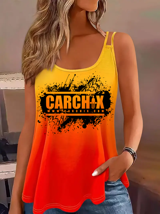 Custom Gradient Cross Back Tank Top - Yellow/Orange